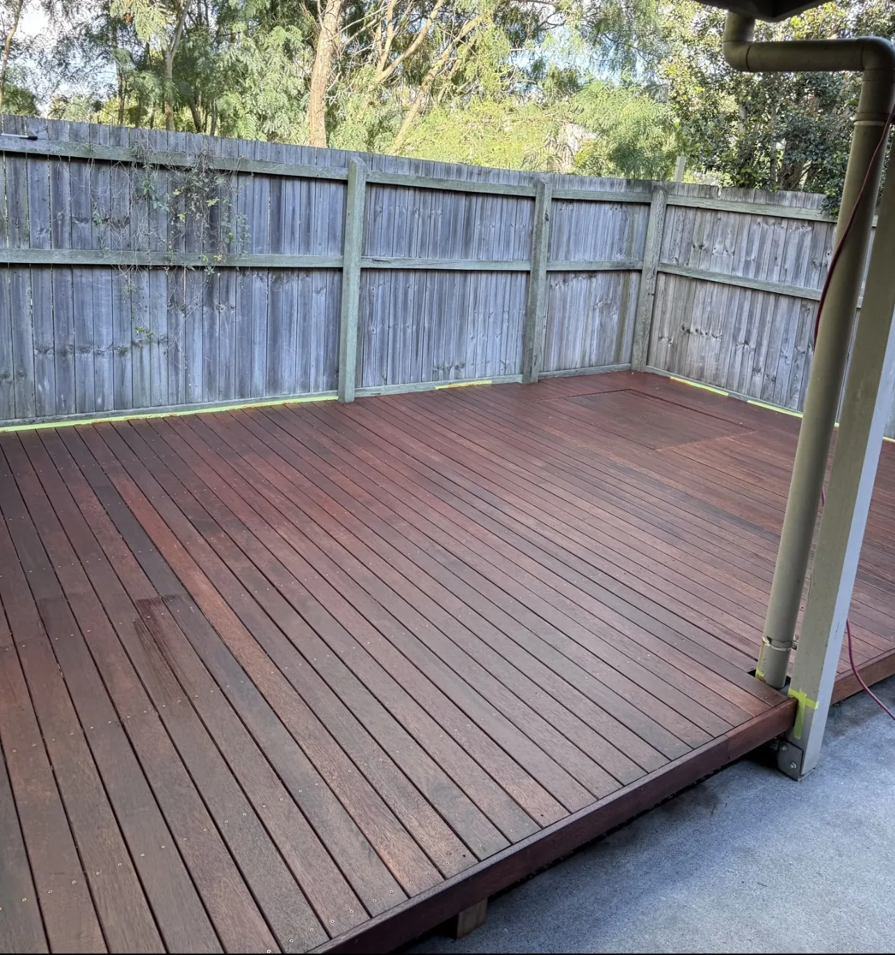 A refreshed timber deck after staining