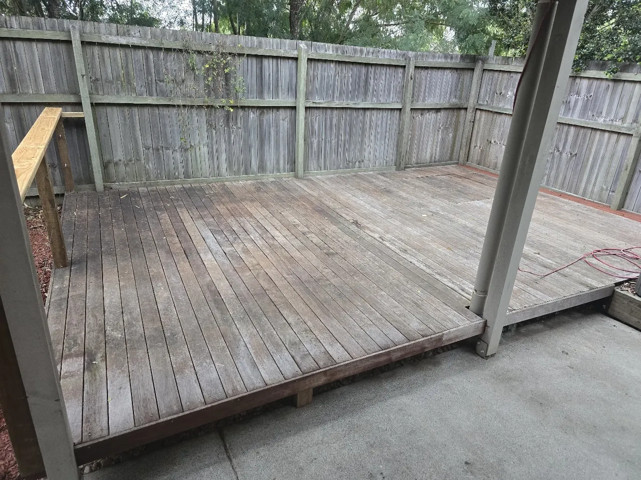 Before view of a residential deck staining & restoration project