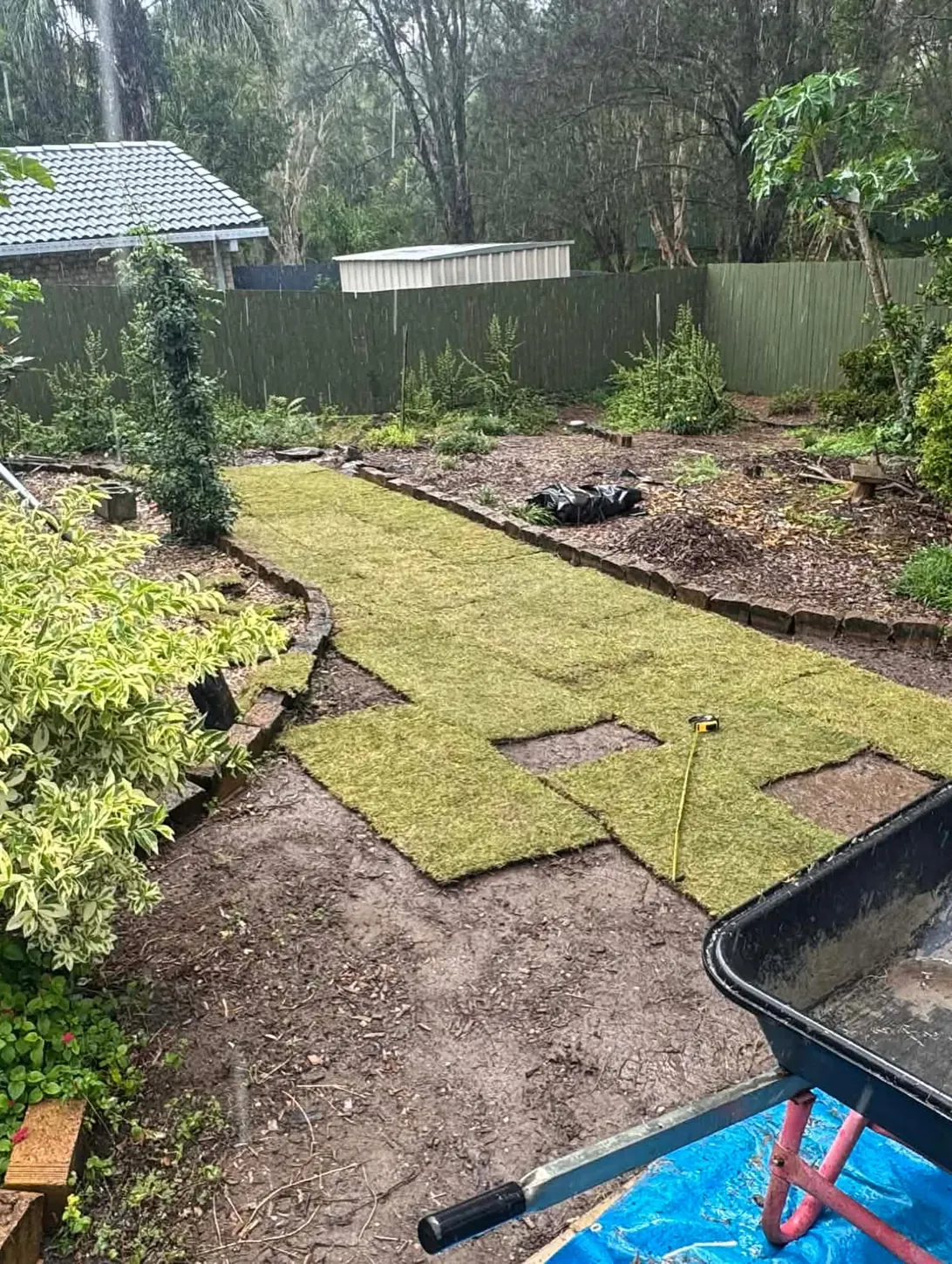 Turf installation stage: Turf installation